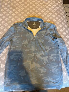 johnnie-O Men's Blue Camo Lightweight Quarter-Zip Shirt Jacket